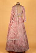 Designer Sequin Embellished Lehenga Set – Blush Pink | Crop Top, Flared Skirt & Dupatta