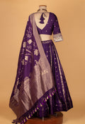 Elegant Banarasi Silk Lehenga Set – Royal Purple | Zari Weave With Crop Top & Dupatta