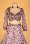 Lavender Heavy Embroidered Lehenga Set with Crop Top & Dupatta – Sequins & Zari Work