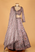 Lavender Heavy Embroidered Lehenga Set with Crop Top & Dupatta – Sequins & Zari Work