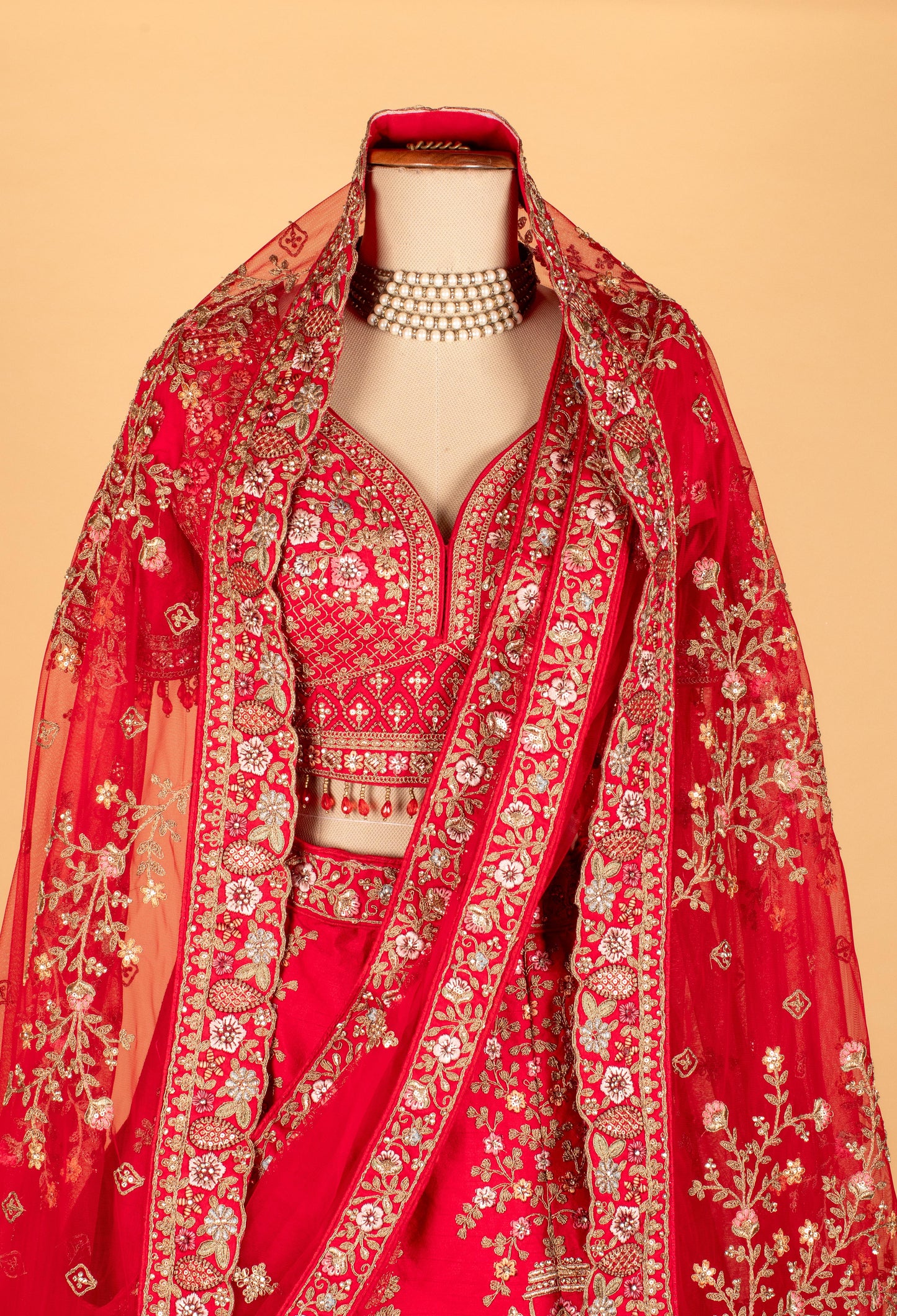 Heritage Red Bridal Lehenga with Temple & Architectural Zari Work