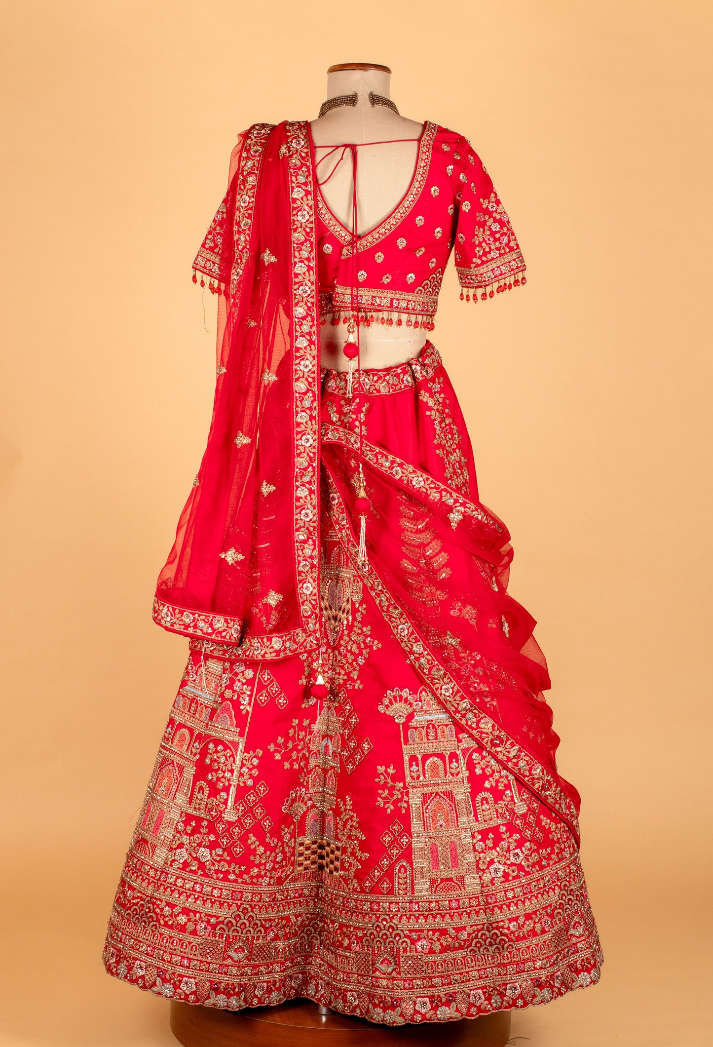 Heritage Red Bridal Lehenga with Temple & Architectural Zari Work