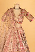 Ivory Multicolor Hand-Embroidered Croptop Lehenga with Scallop Border