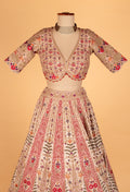 Ivory Multicolor Hand-Embroidered Croptop Lehenga with Scallop Border