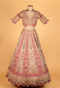 Ivory Multicolor Hand-Embroidered Croptop Lehenga with Scallop Border