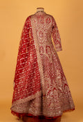 Maroon & Ivory Heavy Thread-Embroidered Bridal Lehenga with Full-Sleeve Blouse & Dual-Tone Dupatta