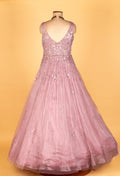 Soft Mauve Embellished Ball Gown with Flowing Pleated Skirt