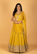 Sunshine Yellow Sequin & Thread Embroidered Crop-Top Lehenga Set