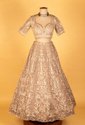 Champagne Gold Heavy Sequin & Mirror Embroidered Crop-Top Lehenga Set
