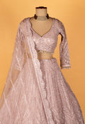 Pastel Blush Heavy Sequin Embroidered Crop-Top Lehenga Set
