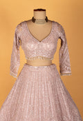 Pastel Blush Heavy Sequin Embroidered Crop-Top Lehenga Set