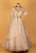 Ivory Heavy Sequin & Mirror Hand-Embroidered Bridal Crop-Top Lehenga Set