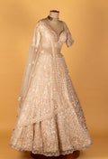 Ivory Heavy Sequin & Mirror Hand-Embroidered Bridal Crop-Top Lehenga Set