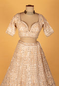 Ivory Heavy Sequin & Mirror Hand-Embroidered Bridal Crop-Top Lehenga Set