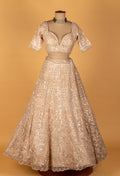 Ivory Heavy Sequin & Mirror Hand-Embroidered Bridal Crop-Top Lehenga Set