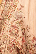 Blush Pink Hand-Embroidered Lehenga with Multicolor Floral & Bird Motifs