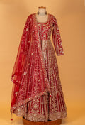 Regal Red Zari Hand-Embroidered Bridal Anarkali Set