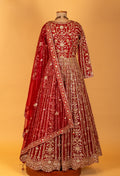Regal Red Zari Hand-Embroidered Bridal Anarkali Set