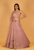 Blush Pink 3D Floral Hand-Embroidered Bridal Lehenga