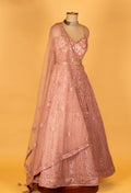 Blush Pink 3D Floral Hand-Embroidered Bridal Lehenga