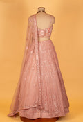 Blush Pink 3D Floral Hand-Embroidered Bridal Lehenga
