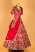 Bridal Red Heavy Embroidered Lehenga Set with Zari & Sequins Work