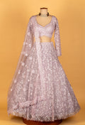 Lavender | Lavender sequin embroidered lehenga with long-sleeve crop top – product image 2 | 2