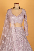 Lavender Embroidered Sequin Work Croptop Lehenga Set with Dupatta – Bridal & Festive Wear