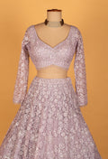 Lavender Embroidered Sequin Work Croptop Lehenga Set with Dupatta – Bridal & Festive Wear