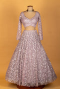 Lavender | Lavender sequin embroidered lehenga with long-sleeve crop top – product image 6 | 6