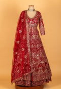 "  Red Heavy Embellished Bridal Gown with Silver Sequin & Zari Work"