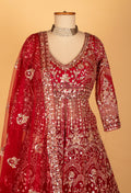 "  Red Heavy Embellished Bridal Gown with Silver Sequin & Zari Work"