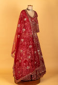 "  Red Heavy Embellished Bridal Gown with Silver Sequin & Zari Work"