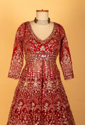 "  Red Heavy Embellished Bridal Gown with Silver Sequin & Zari Work"