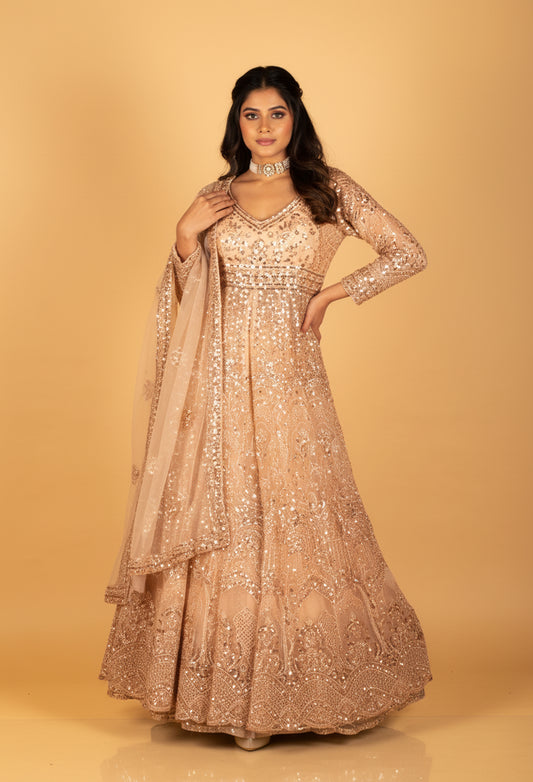 Champagne Gold Heavy Embellished Bridal Gown