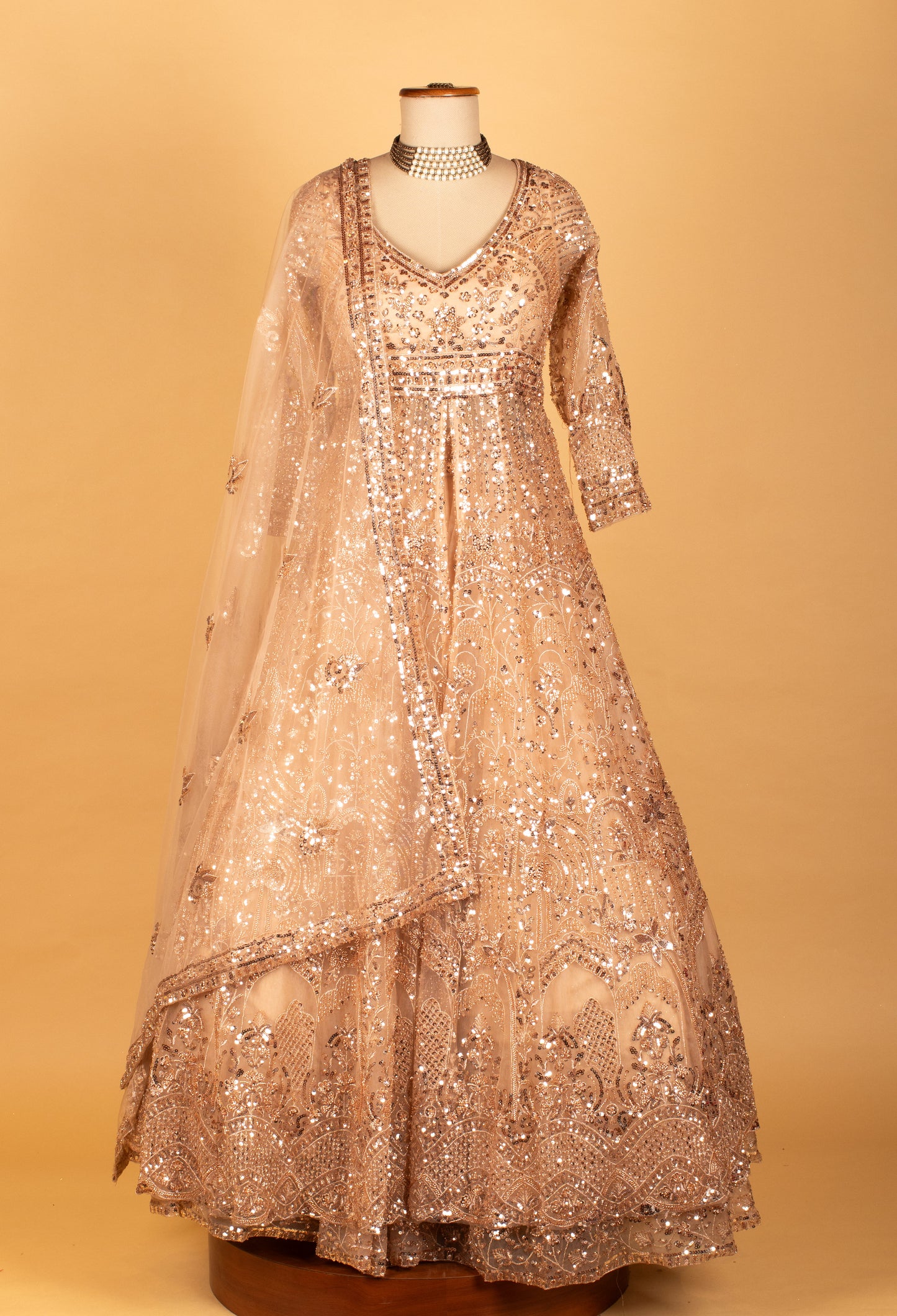 Champagne Gold Heavy Embellished Bridal Gown