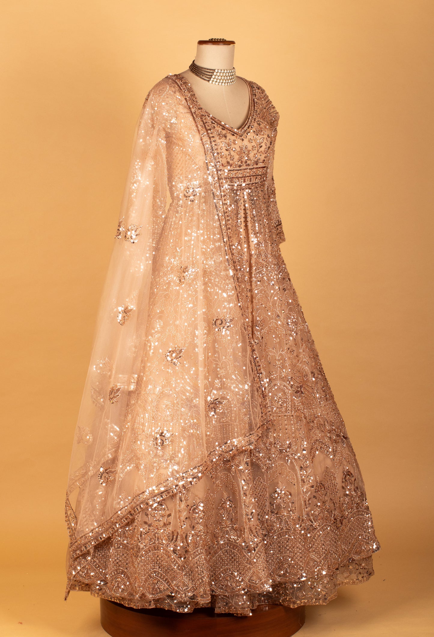 Champagne Gold Heavy Embellished Bridal Gown