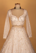 Ivory Sequin-Embellished Bridal Croptop Lehenga Set