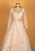 Ivory Sequin-Embellished Bridal Croptop Lehenga Set
