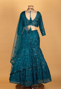 " Teal Blue Sequins Embellished Lehenga with Blouse & Dupatta | Bridal & Partywear Lehenga Set"