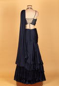 " Midnight Navy Embellished Crop Top Lehenga Set"