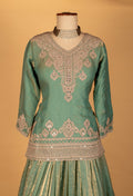 Mint Green Heavy Embroidered Anarkali with Net Dupatta