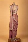 Rose Gold Embellished Drape Saree with Designer Blouse – Premium Ready-to-Wear Party & Wedding Saree