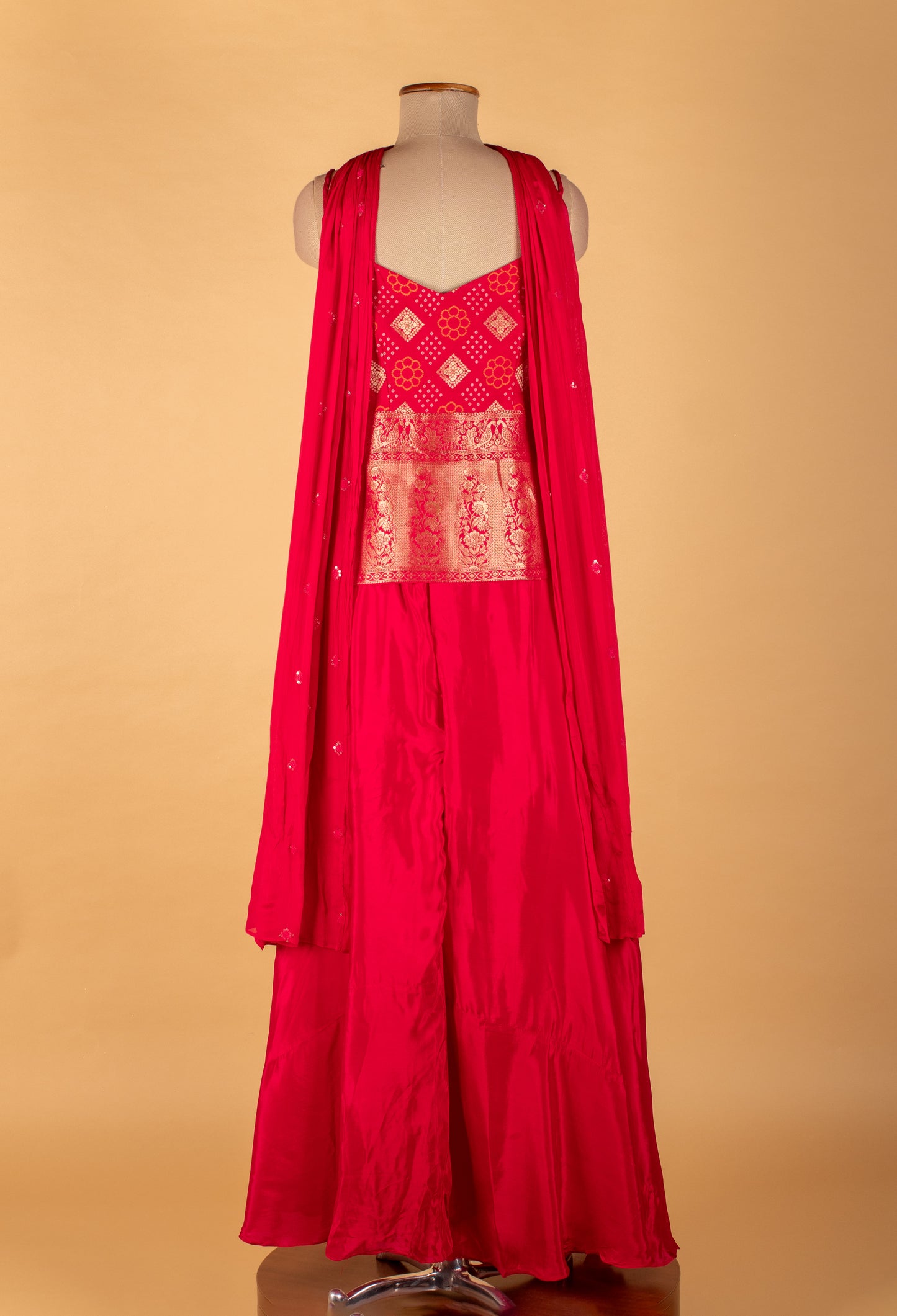 Red Embroidered Sharara Set with Designer Sleeveless Kurti – Festive & Wedding Wear for Women