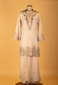 Ivory Embroidered Straight-Cut Suit Set with Dupatta – Premium Festive & Party Wear for Women
