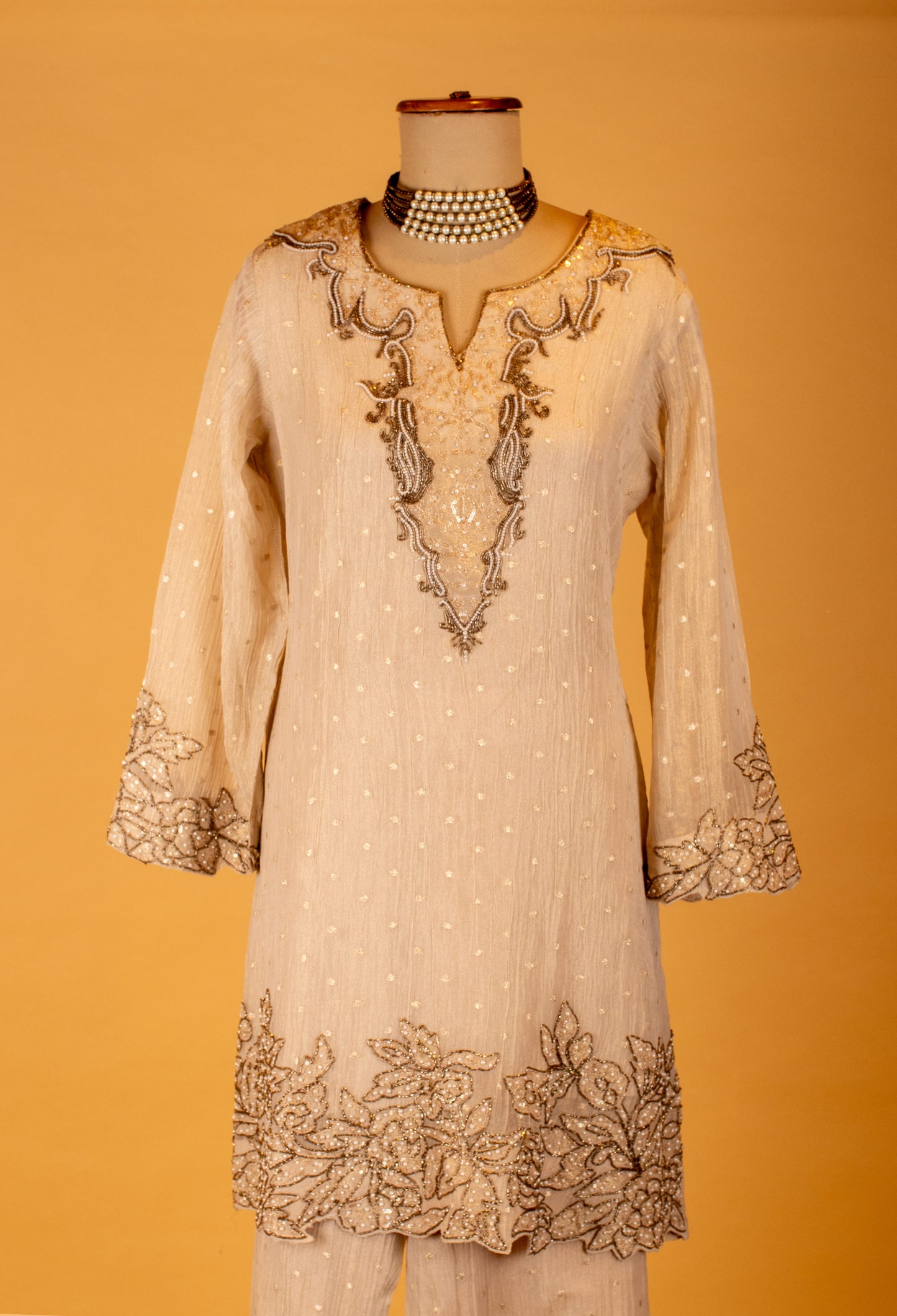 Ivory Embroidered Straight-Cut Suit Set with Dupatta – Premium Festive & Party Wear for Women