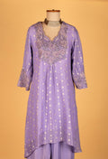 Lavender Embroidered Straight-Cut Suit Set with Dupatta – Elegant Festive & Party Wear for Women