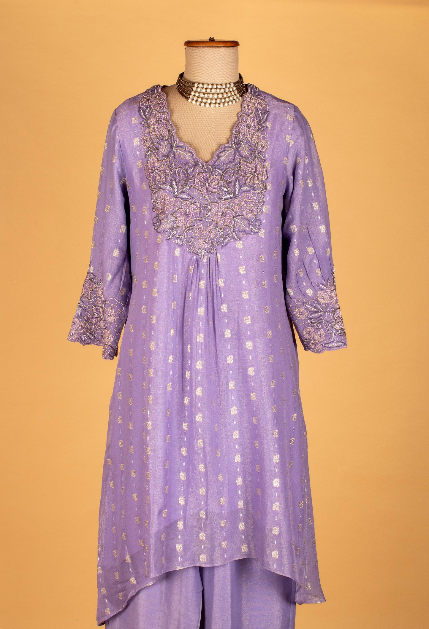 Lavender Embroidered Straight-Cut Suit Set with Dupatta – Elegant Festive & Party Wear for Women