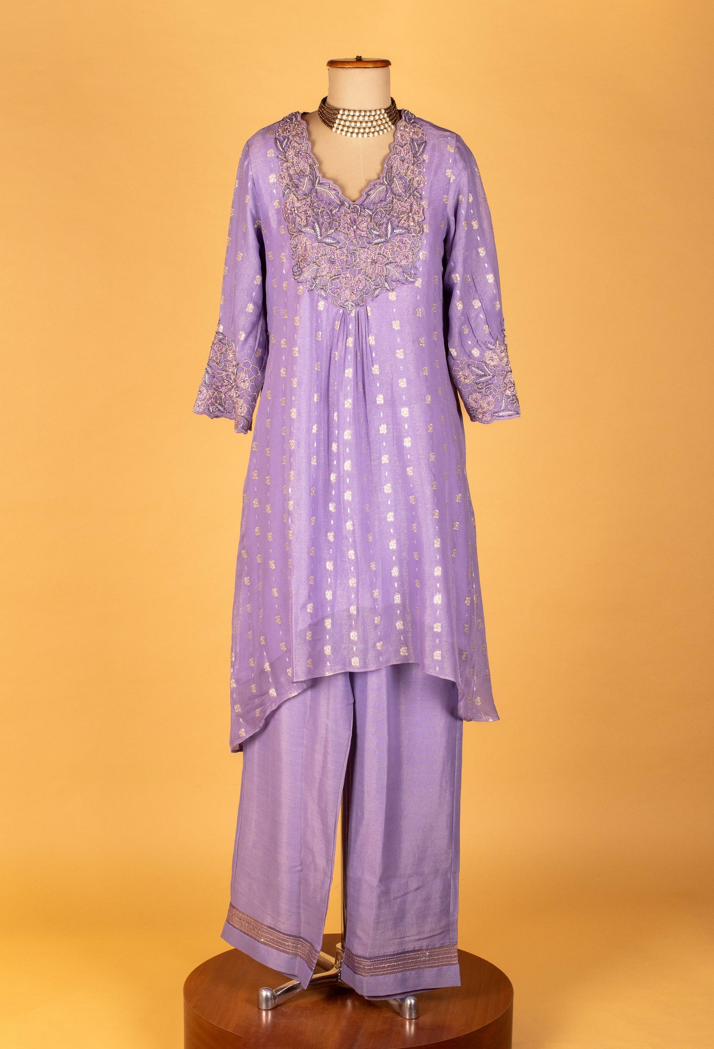 Lavender Embroidered Straight-Cut Suit Set with Dupatta – Elegant Festive & Party Wear for Women