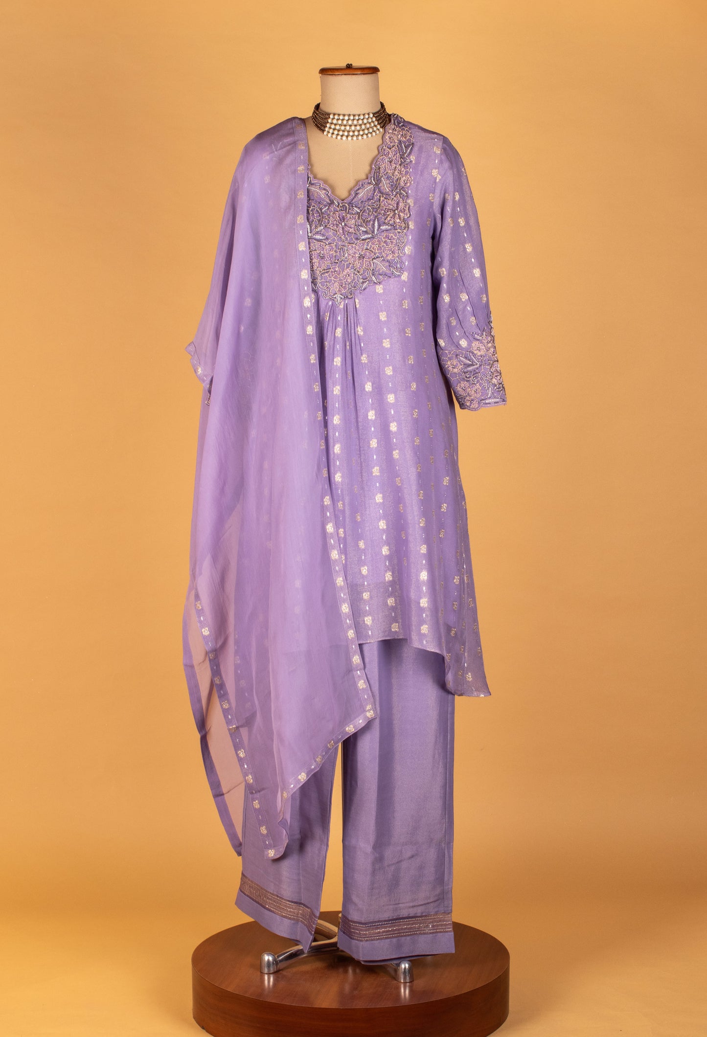 Lavender Embroidered Straight-Cut Suit Set with Dupatta – Elegant Festive & Party Wear for Women